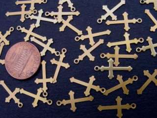 Vintage Small Brass Cross Crosses Charms 30  