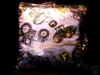 JOHN DEERE PILLOW, BLUE WITH LARGE TRACTORS  