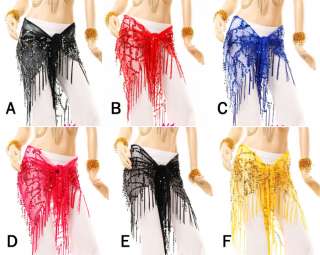   Dance Costume Sequins Triangle Scarf Belt Skirt Hip Wrap Jro  