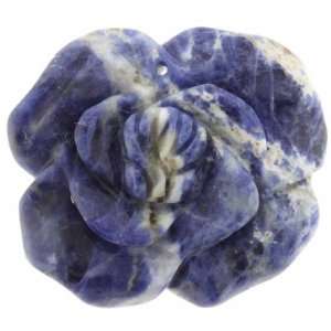  Pendants   Sodalite With 1.2mm Hole Carved Rose Flower 
