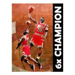  Michael Jordan 6x Champion Canvas 30x40   Original NBA Art 