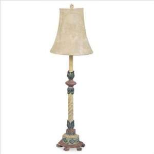 Living Well 4020MT Multi Color Buffet Lamp with Faux Leather Shade