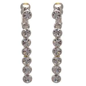  Julita Silver Crystal Drop Clip On Earrings Jewelry