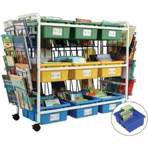  Deluxe Leveled Reading Book Browser Cart   Nine Book Tubs 