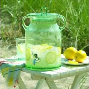 Recycled Green Glass Beverage Dispenser Pitcher