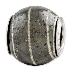   : Sterling Silver Reflections Black Laser Etched Swirl Bead: Jewelry