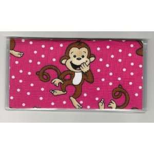  Checkbook Cover Happy Monkey on Pink 