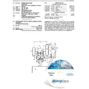  NEW Patent CD for ATTACHMENT DEVICE FOR AN AGRICULTURAL 