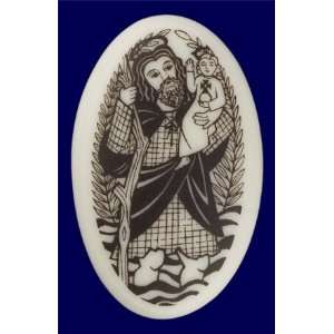    Porcelain Hand Crafted St. Christopher Pendant 