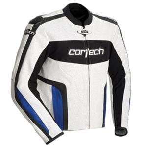    Cortech Latigo Leather Jacket   Medium/White/Blue Automotive