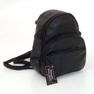 Genuine Leather Mini Backpack Handbag / Purse With Sling & Side Cell 