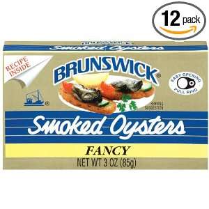 Brunswick Smoked Oysters, 3 Ounce Tins (Pack of 12)  