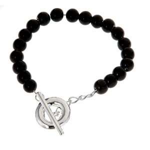    Black Onyx Faceted Bead Bracelet: Overstock Silver: Jewelry