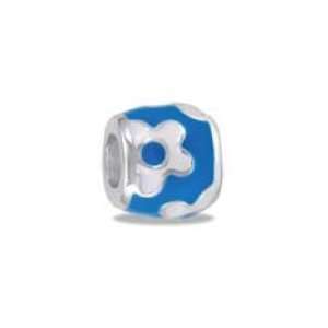 DaVinci Decorative Blue/White Daisy Flower Epoxy Design Bead with CZ 