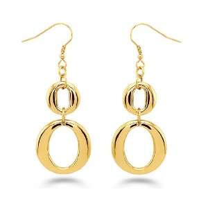  Gold Plated Double Loop Stainless Steel Earrings: Jewelry