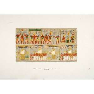1903 Chromolithograph Thebes Bas Relief Horus Amun Ra Thoth Egypt 