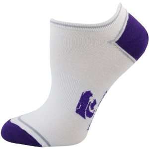 Kansas State Wildcats Ladies White No Show Ankle Socks:  