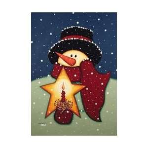    Snowman Candle Large Flag Star Scarf Snow Patio, Lawn & Garden