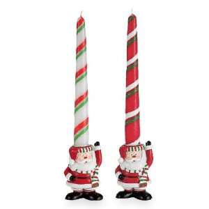  Boston Warehouse Candy Claus Taper Candle and Holder Set 