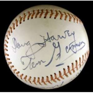 1974 World Series Umpires Signed Baseball 5 Autos Jsa:  
