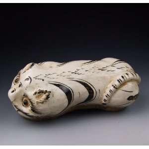  Porcelain Tiger shaped HeadRest, Chinese Antique Porcelain, Pottery 