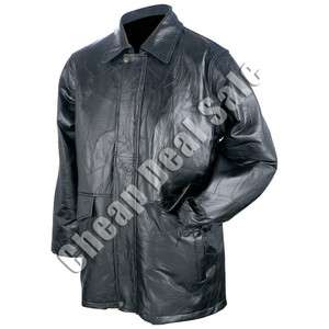   Genuine Black Leather Plain Jacket Coat M Medium Snaps Fully Lined New