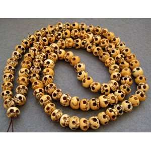  Tibet Buddhist 108 Ox Bone Skull Beads Prayer Mala 
