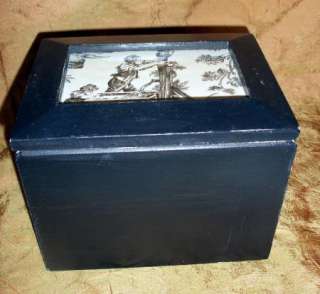 Black Wood Vintage Look Photo Storage Box with Dividers  