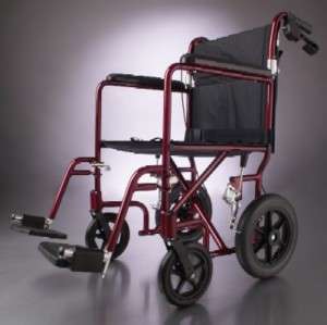 New Medline Transport Chair Wheelchair with Brakes Red  