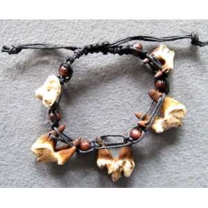  Ox Bone Carved Tooth Shape Beads Bracelet 