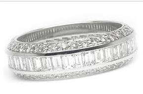 BRAND NEW STERLING SILVER BAGUETTE ROUND CZ HALF ETERNITY ANNIVERSARY 