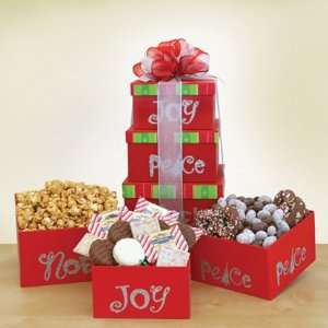 Joy Peace Noel Holiday Gourmet Sweets Christmas Gift Tower  