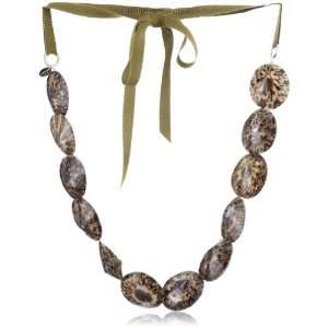  Amanda Pearl Shell Lei Limpet on Drab Grosgrain Necklace 
