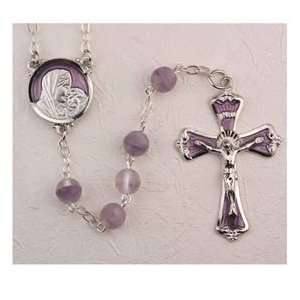   Lavender Rosary Catholic Christian Religious Cross Crucifix Necklace
