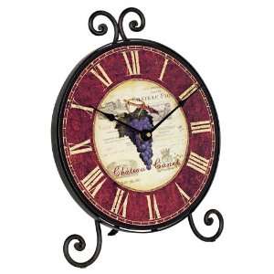  Wood Grape Theme Clock with Metal Stand