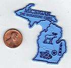 MICHIGAN THE WOLVERINE STATE STATE MAP OUTLINE FRIDGE MAGNET, NEW 