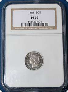 1888 3 Cent Nickel NGC PF66 Proof 66  