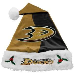  Anaheim Ducks Gold Black Mistletoe Santa Hat: Sports 