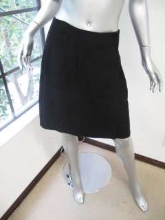 Prada Black Double Button A Line Wrap Skirt 40  