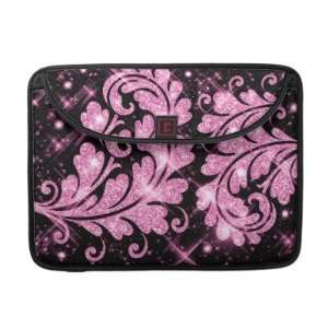  Pink Glitter Floral Swirl Sleeves For Macbook Pro 