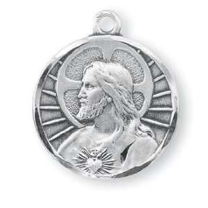   Silver Round Jesus Christ Scapular Religious Medal Pendant Jewelry