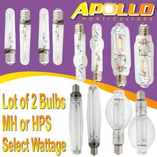 Lot of 2 Apollo 400w 600w 1000w watt HPS MH Grow Light kit Bulb 