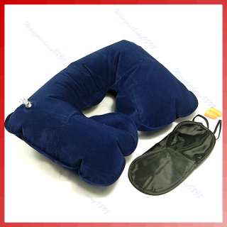 Travel Neck Air Cushion Pillow + eye mask + 2 Ear Plug  
