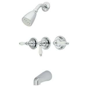   Nickel Triple Handle Tub and Shower Trim with Single Function Showerhe