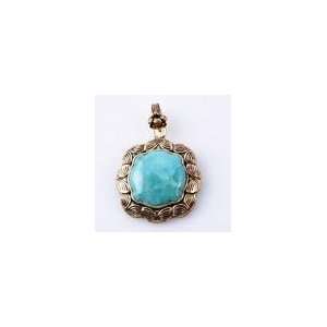  Bronzed By Barse Turquoise Lotus Flower Pendant Jewelry