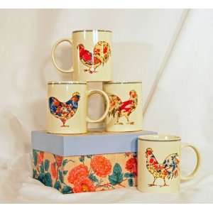  Set of 4 Rooster Mugs