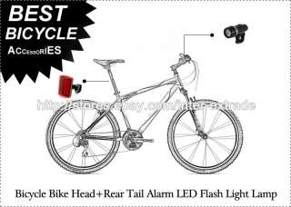 Bicycle Bike Head+Rear Tail Alarm LED Flash Light Lamp  