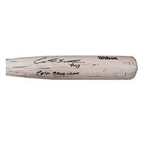 Carlos Santana Autographed/Signed Game Used Bat  Sports 