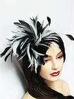   Feather Fascinator Party Hair Clip Black n White, Parties, Chruch