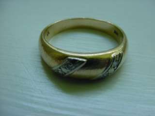 Vintage 14k Solid Yellow Gold Mens Diamond Ring / Band  